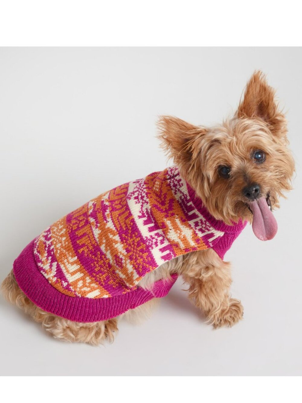 NWT size SMALL dog NEW sweater WORLD MARKET knit pet pink orange fair isle warm